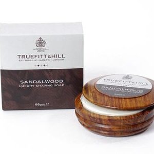Truefitt&Hill Sandalwood Luxury Shaving Soap in wooden bowl