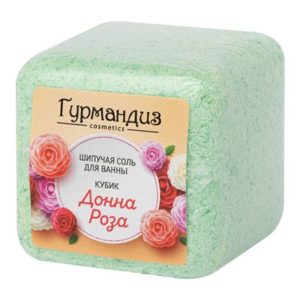 Гурмандиз Соль шипучая для ванны Кубик Донна Роза